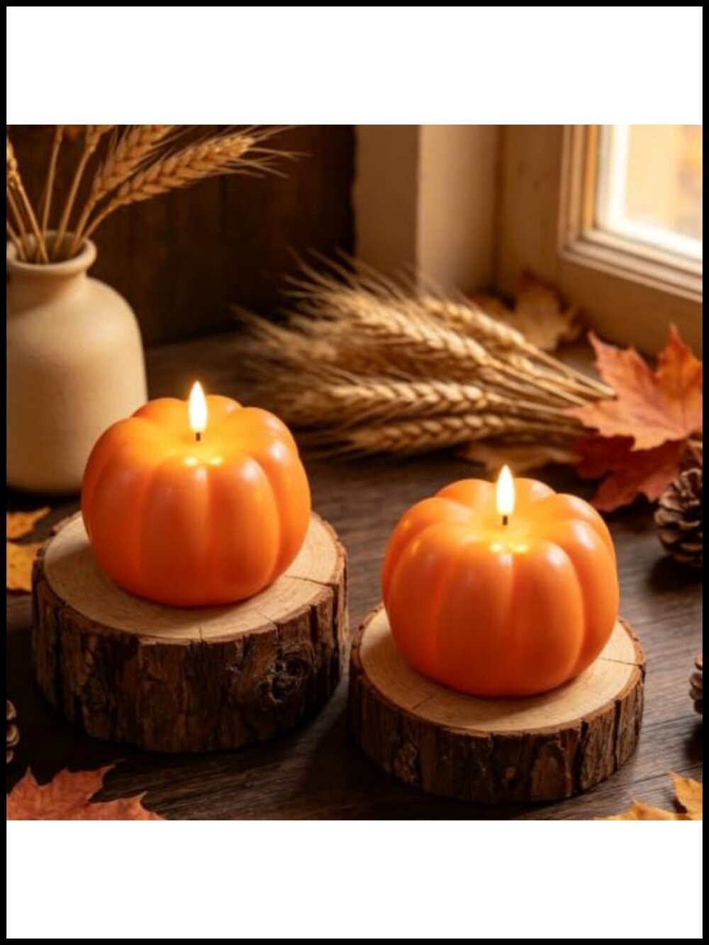 Wondise Flameless Wax Pumpkin Candles 6H Timer Battery Operated Fall Decor